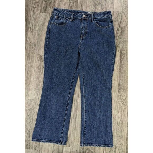 (3/$35) Treasure & Bond Size 31 Praise Flare High Rise Cropped Denim Blue Jeans - Picture 1 of 13